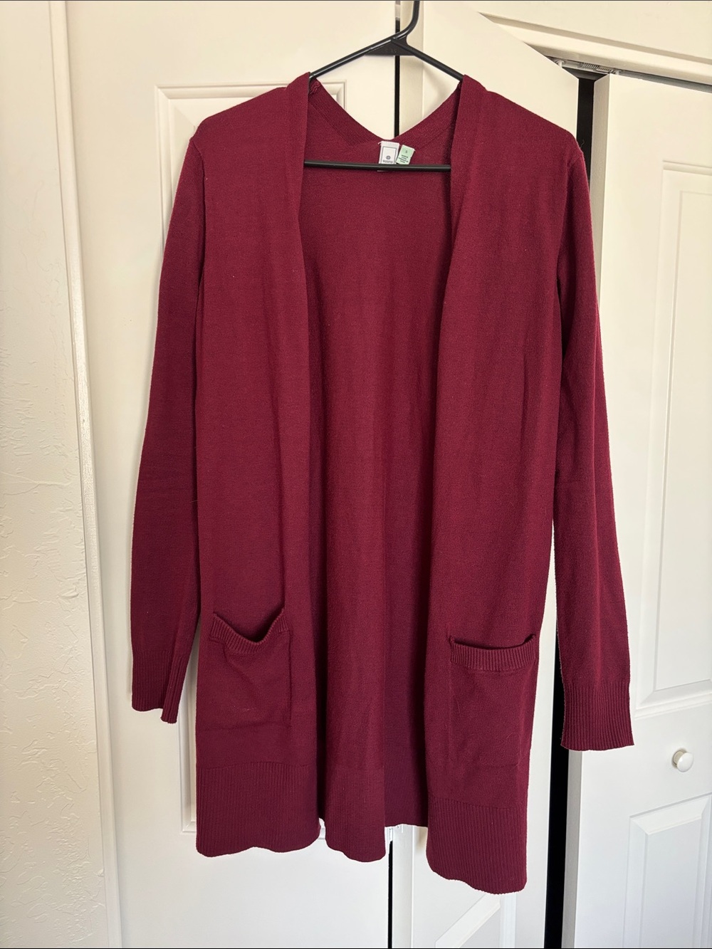 Susina Open-Front Long Cardigan - Burgundy Wine